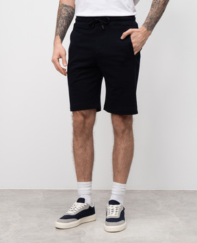 ISAIA Blue silk shorts with logo emblem MP0052J0372