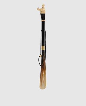 Pasotti Black horn with a handle in the shape of a hippopotamus head PFPEXXK2