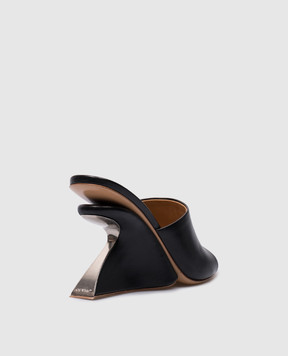 Off-White Black leather Jug mules with curved heels OWIJ042S24LEA001
