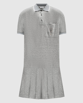Brunello Cucinelli Silver linen dress with logo ML947AEN41