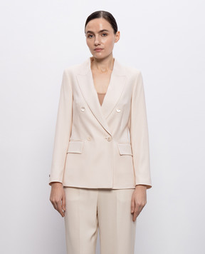 Peserico Beige double-breasted jacket with wool E0190506461