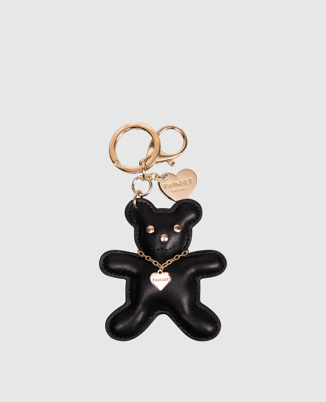 

Black bear-shaped key chain with emblem Twinset