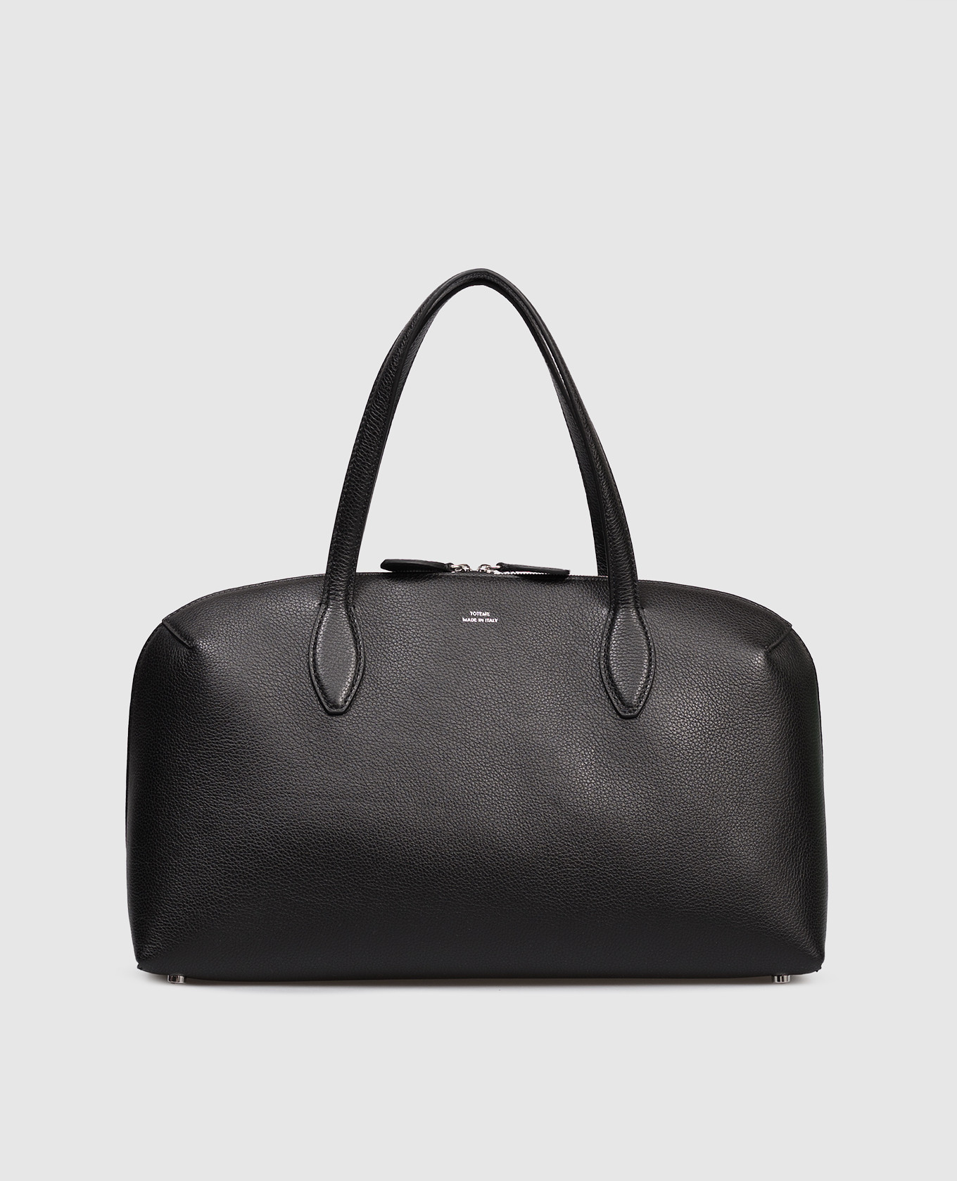 

Black leather tote bag with logo Toteme