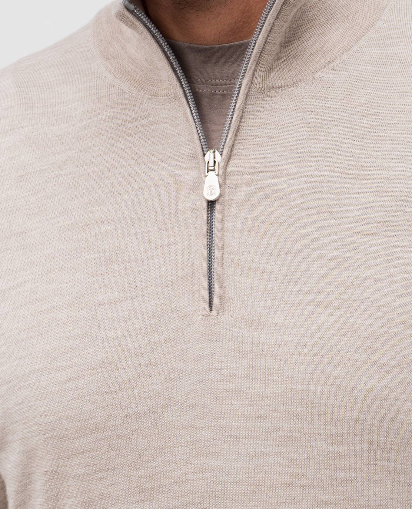 Beige wool and cashmere jumper with zipper Brunello Cucinelli 5