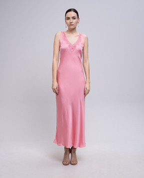 Twinset Pink maxi dress with lace 251TP2370
