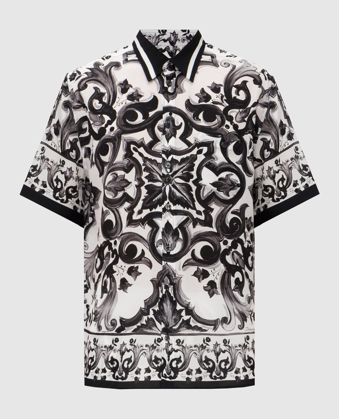 White silk shirt with Majolica print Dolce&Gabbana