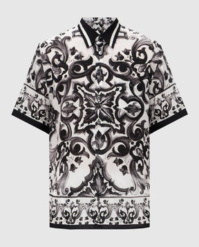 Dolce&Gabbana White silk shirt with Majolica print G5LG9THI1Y6