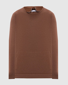 Brunello Cucinelli Brown cashmere jumper with Swarovski crystals M12118620