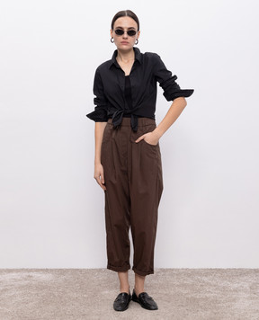 Brunello Cucinelli Black ribbed top with monil chain ML171HE200