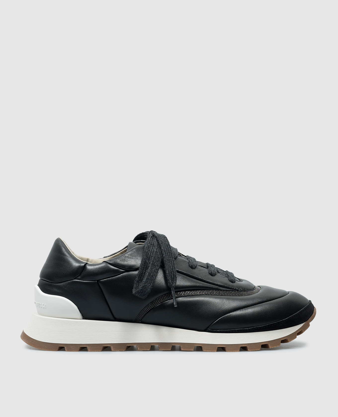 

Black leather sneakers with monil chain Brunello Cucinelli