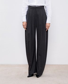 Brunello Cucinelli Gray wool trousers with monil chain MG912P8736
