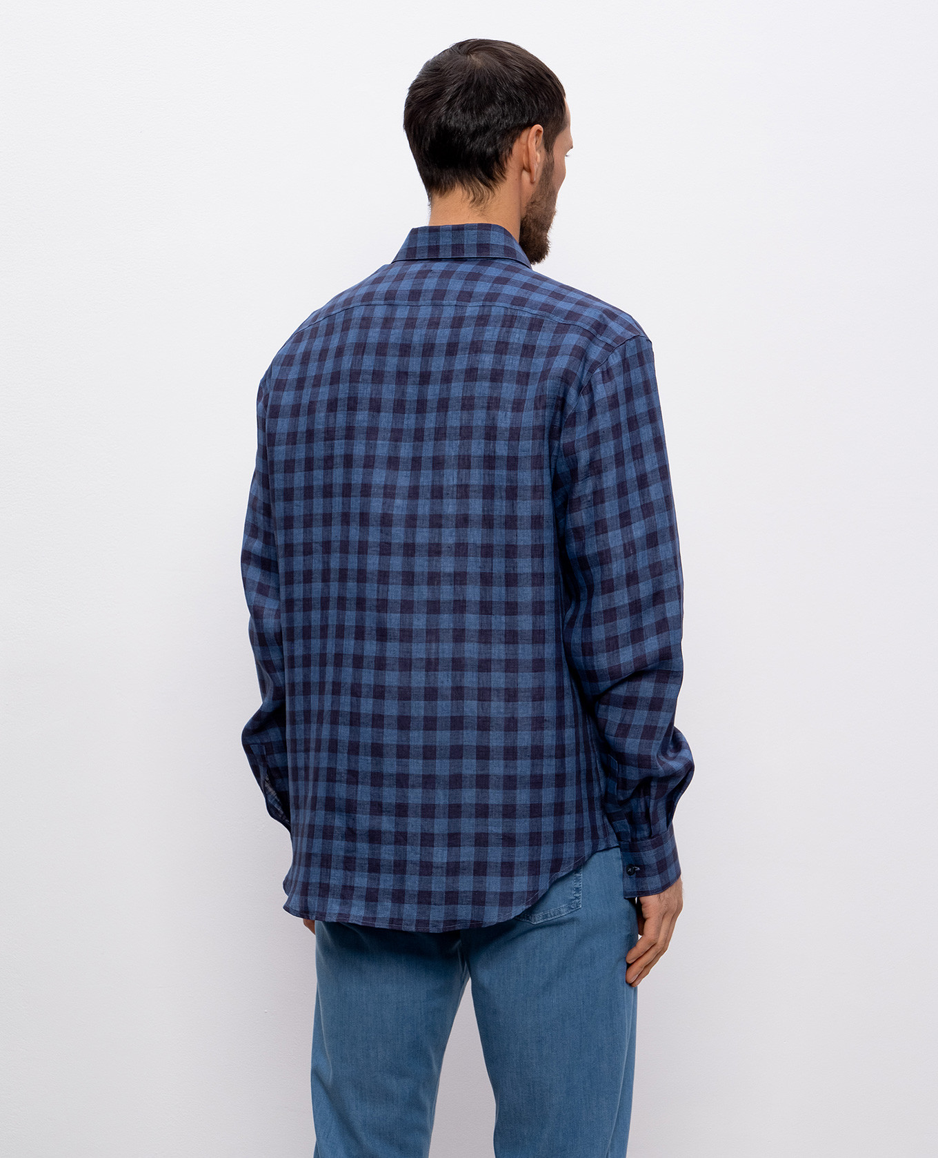 Blue checked linen shirt Cashmere&Whiskey 4