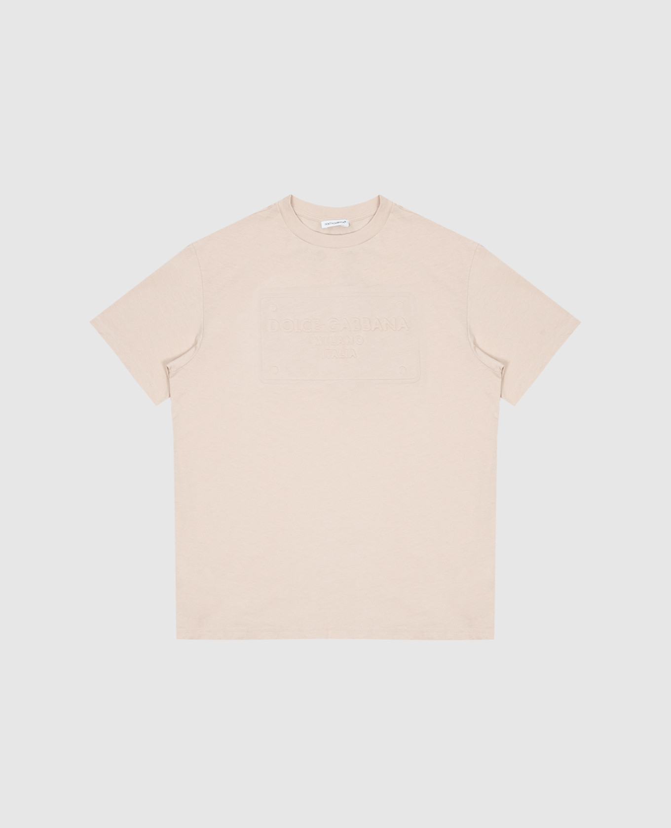 Children's beige t-shirt with textured logo dolce&gabbana