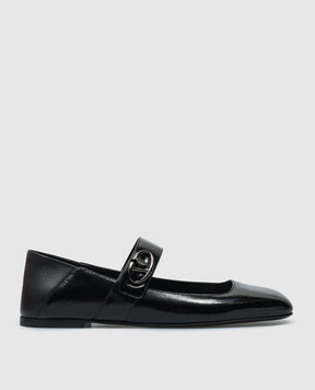 Valentino Black patent leather ballet flats with VLogo Signature logo 5W2S0JV2IZM