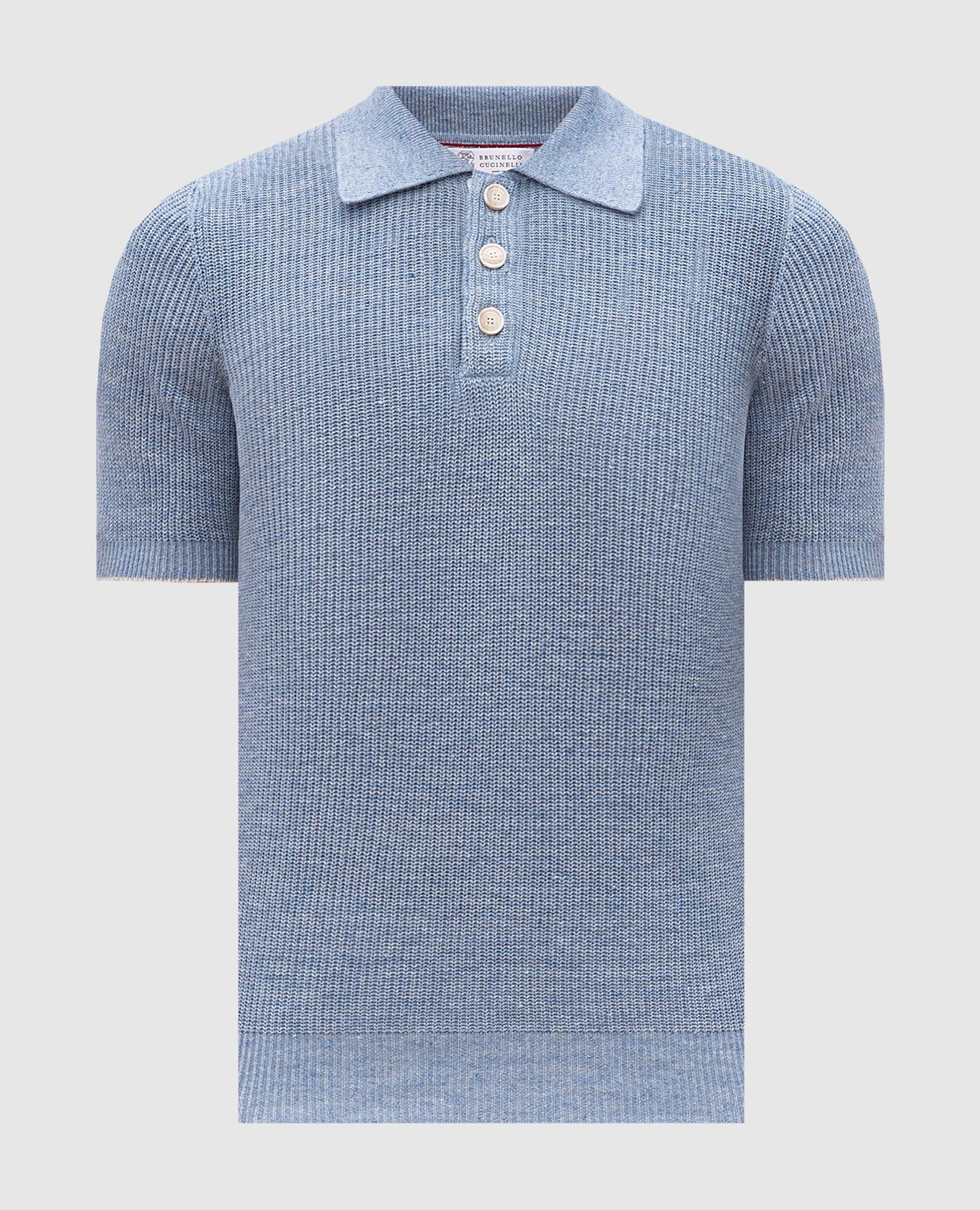 

Blue melange polo with linen Brunello Cucinelli, Orange