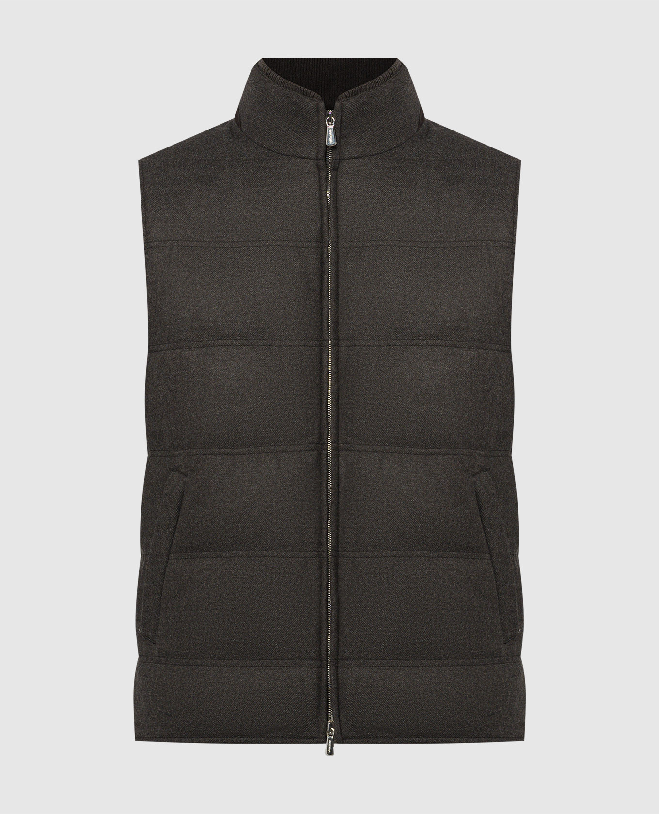 

Brown wool and cashmere down vest with logo embroidery Enrico Mandelli