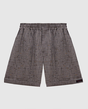 Bottega Veneta Brown shorts with checked silk 816886V4YF0
