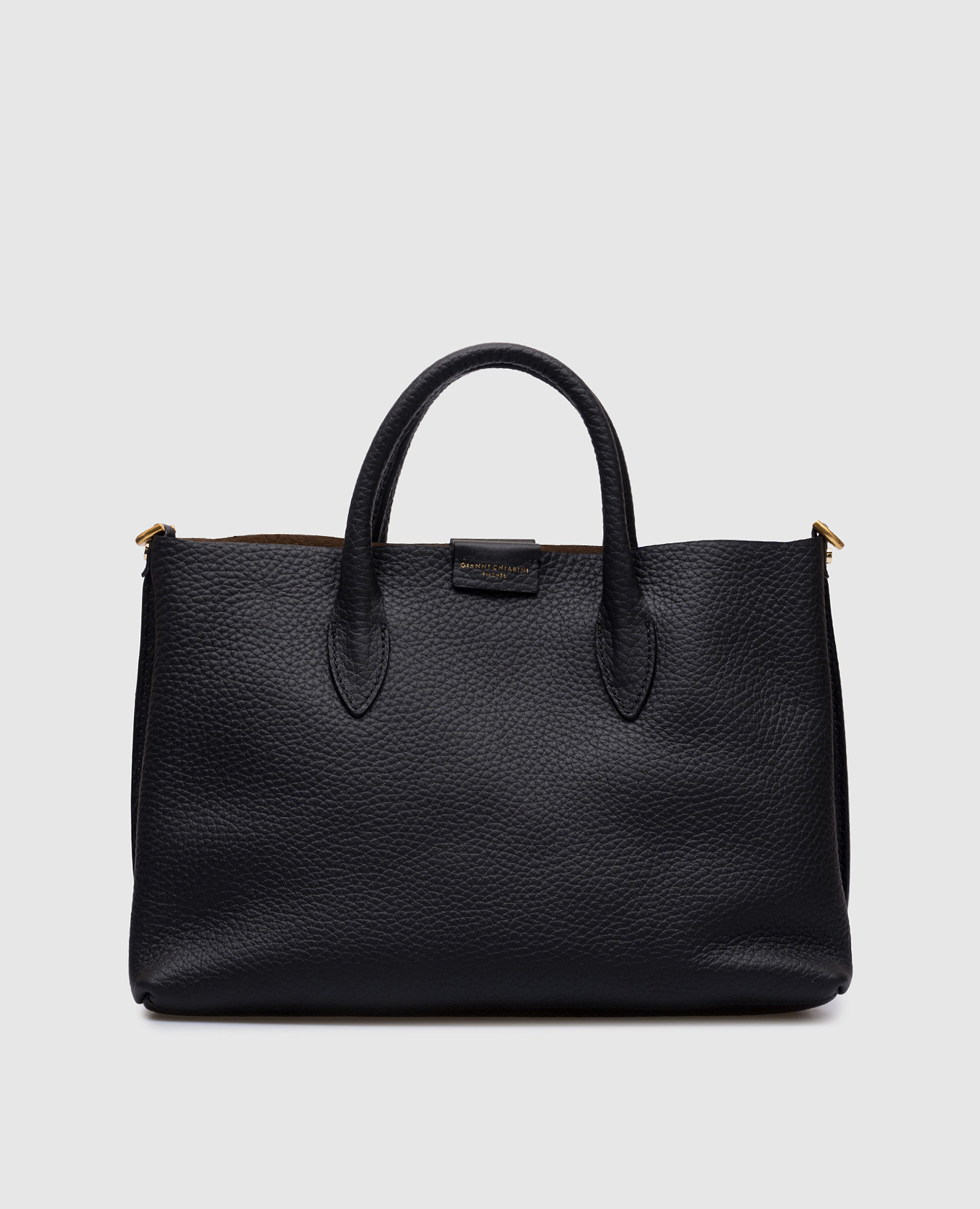 

ARETHA black leather bag with logo Gianni Chiarini