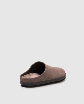 Brunello Cucinelli Brown suede mules with monil chain MZSFG3040P