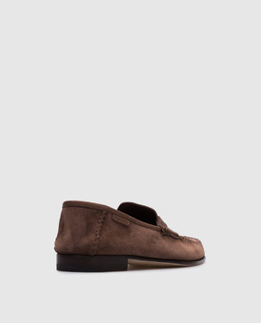 Tom Ford Brown suede loafers with logo J1528LCL459N