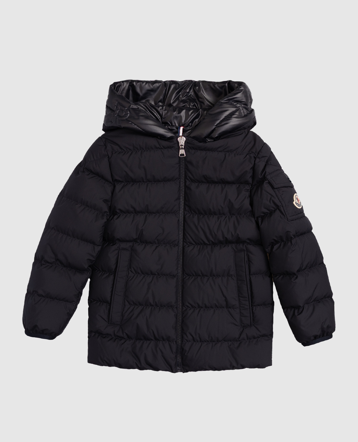 Children&#39;s blue down jacket with logo Moncler ENFANT