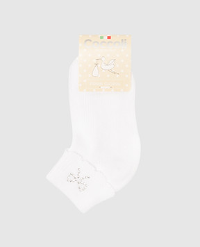 RiminiVeste Coccoli children's white socks with crystals LOLLO3FS