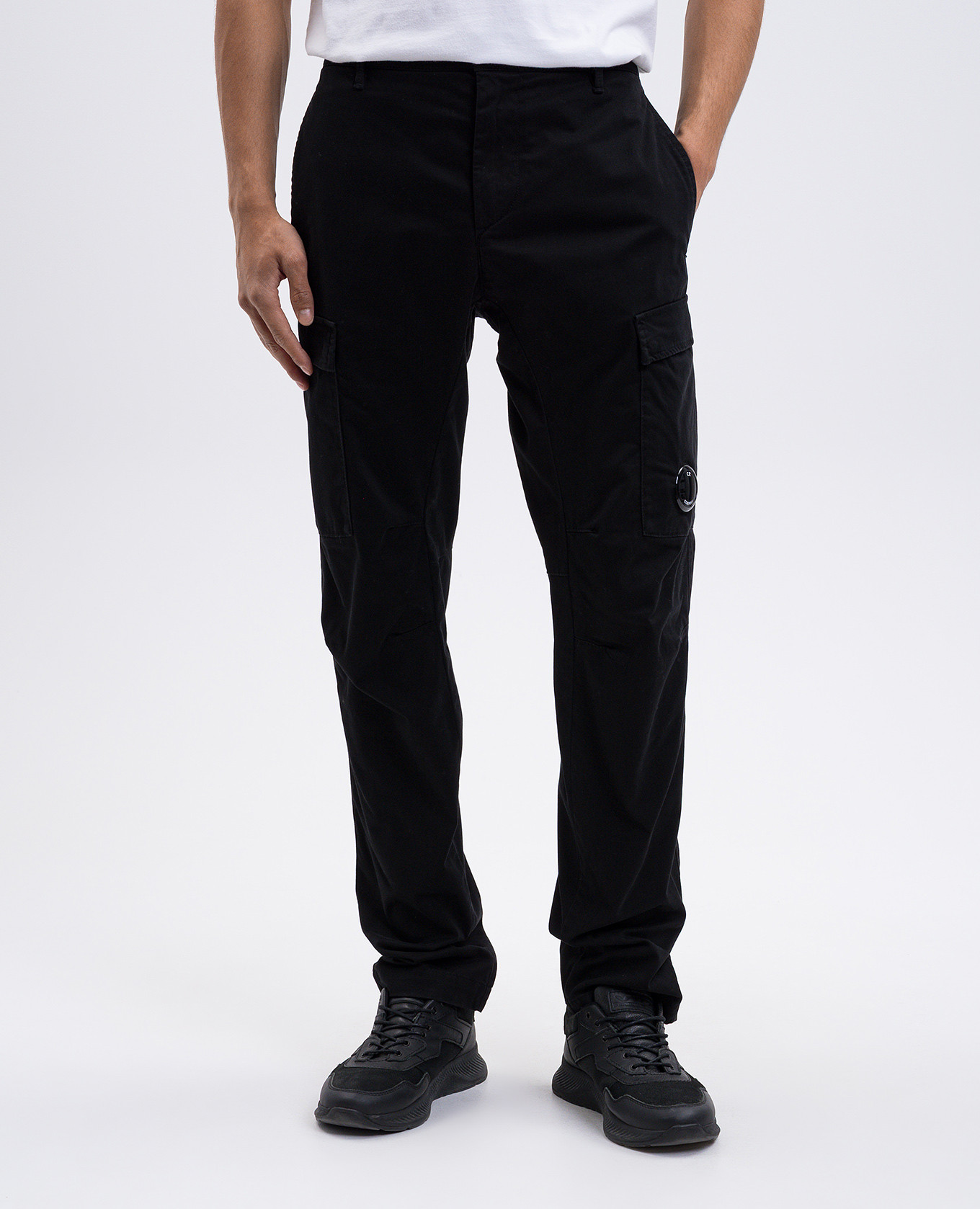 Black cargo pants with logo patch C.P. Company 3