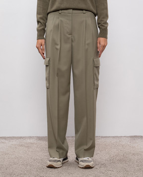 Peserico Khaki wool cargo pants P0457003472