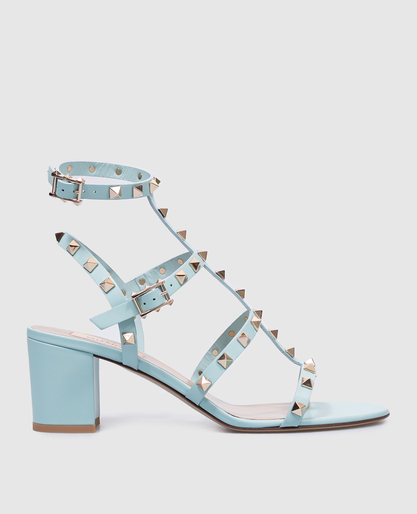 Green leather Rockstud pyramid sandals Valentino