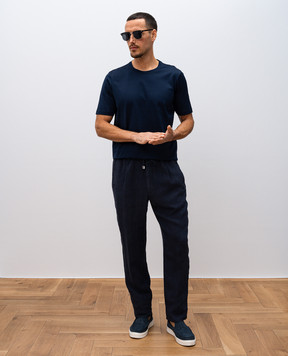 Enrico Mandelli Blue linen pants GYM0044562