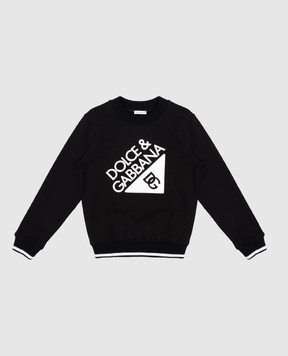 Dolce&Gabbana Children's black sweatshirt with textured logo print L4JWKDG7O6N812+
