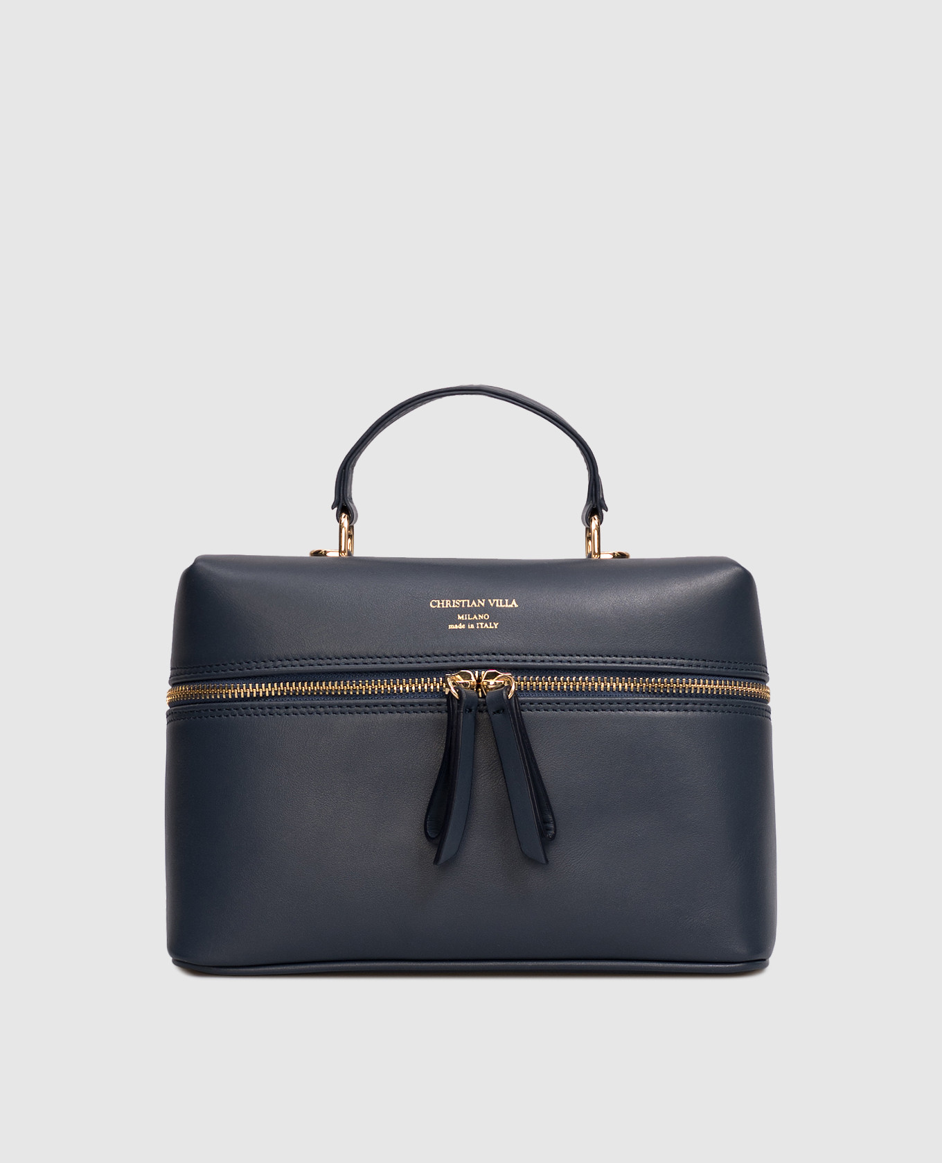 

Blue leather bag with logo print Christian Villa