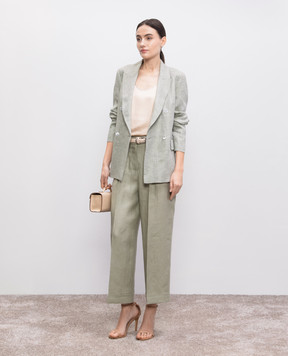 Peserico Green linen trousers with lapels P0425802606