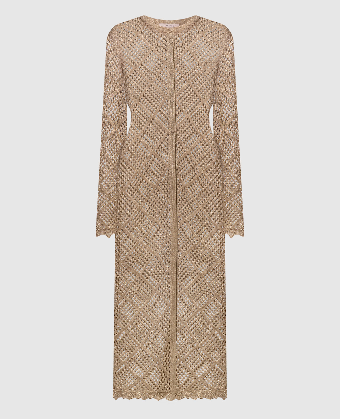 

Brown openwork cardigan with lurex Twinset, Коричневый