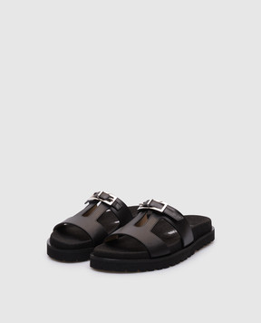 Sergio Rossi Nora black leather flip-flops B12010MMVT06