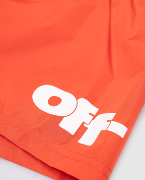 Off-White Kids' orange swim shorts with logo print OBFA001S25FAB001