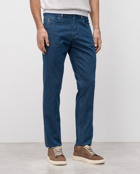 Scissor Scriptor COSTANTINO blue jeans with leather logo patch COSTANTINPA02T26123S56