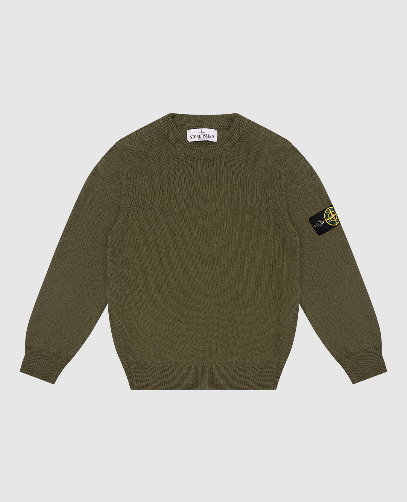 

Children's green sweater with removable logo patch Stone Island