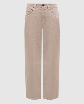 Brunello Cucinelli Beige jeans with logo patch MPH81P4008