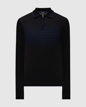 Stefano Ricci Black wool, cashmere and silk polo with pattern KE08016P30E25372