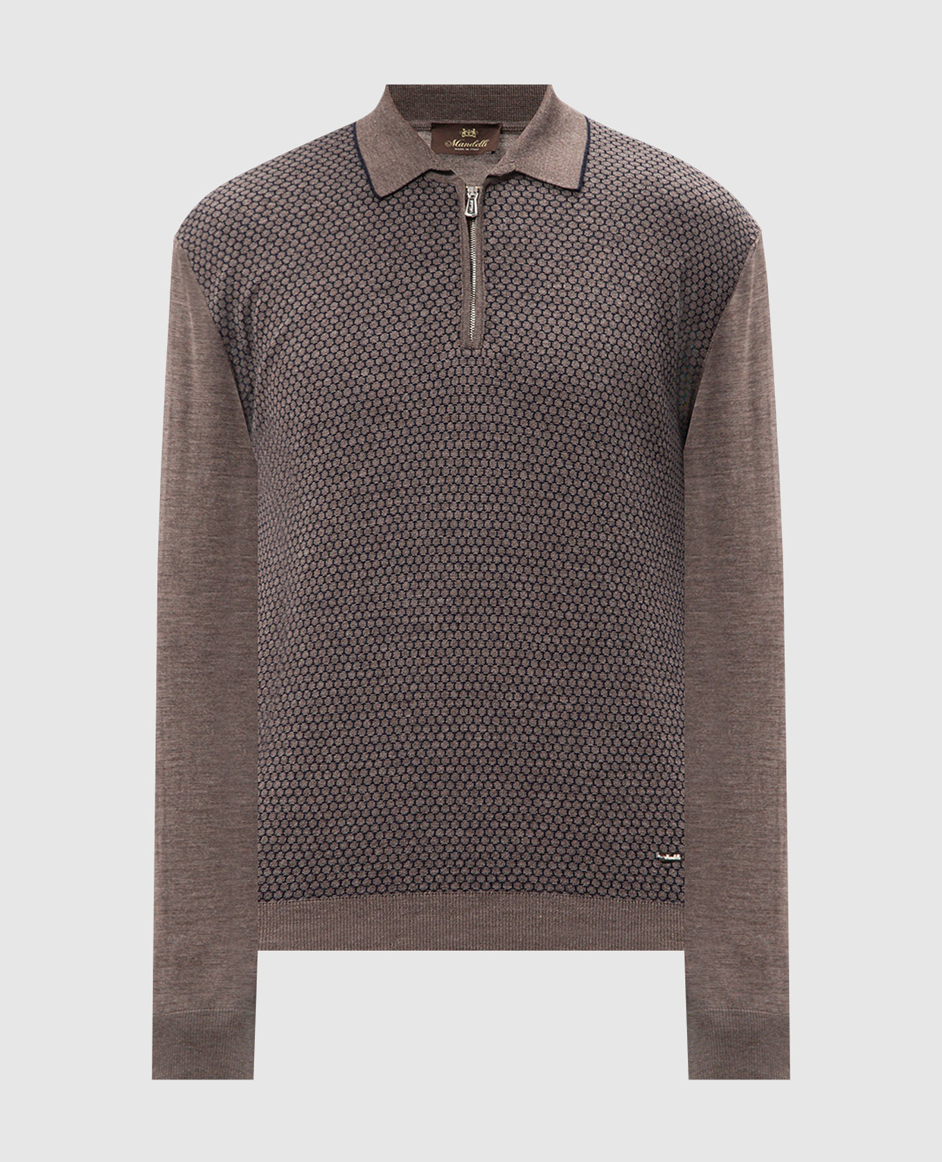 

Brown polo shirt made of wool and silk in a pattern Enrico Mandelli