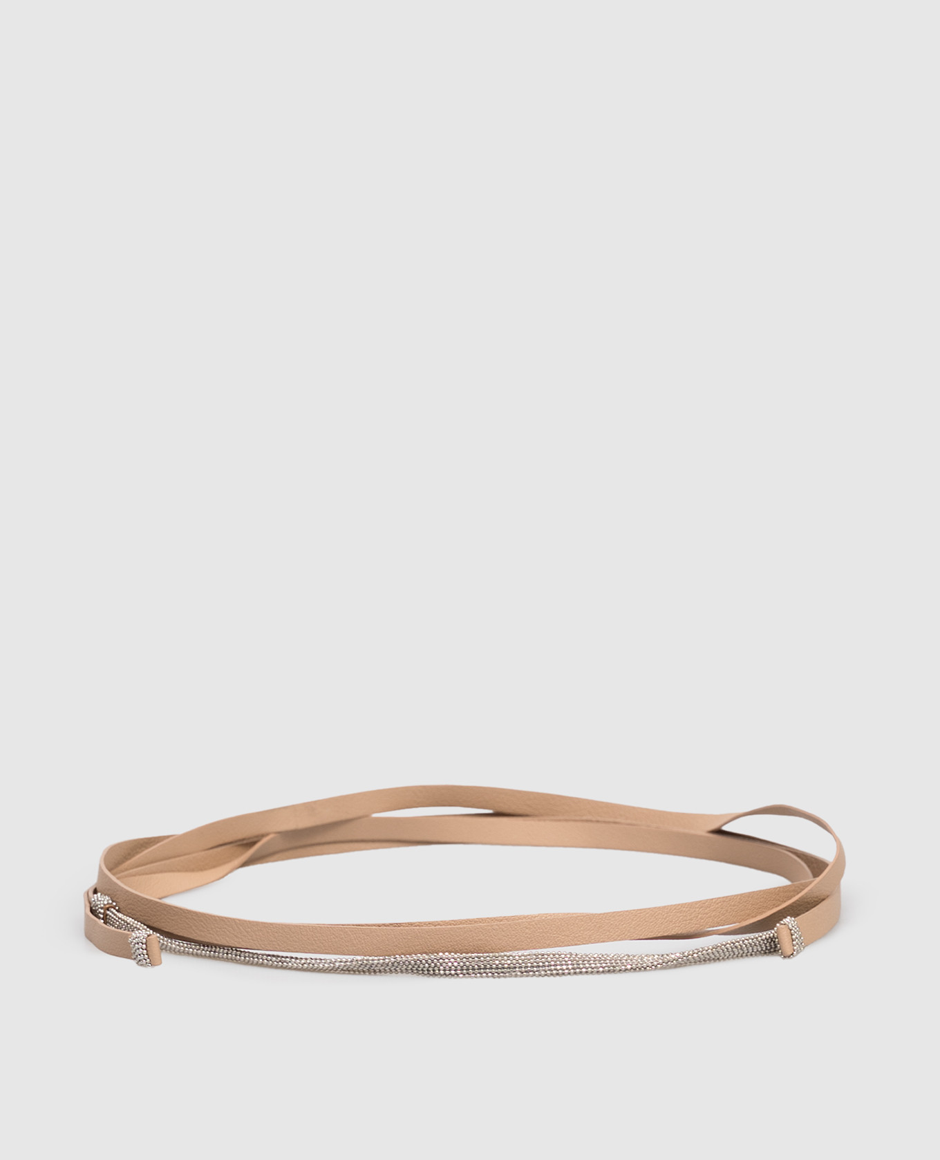 

Beige leather belt with monil chain Peserico