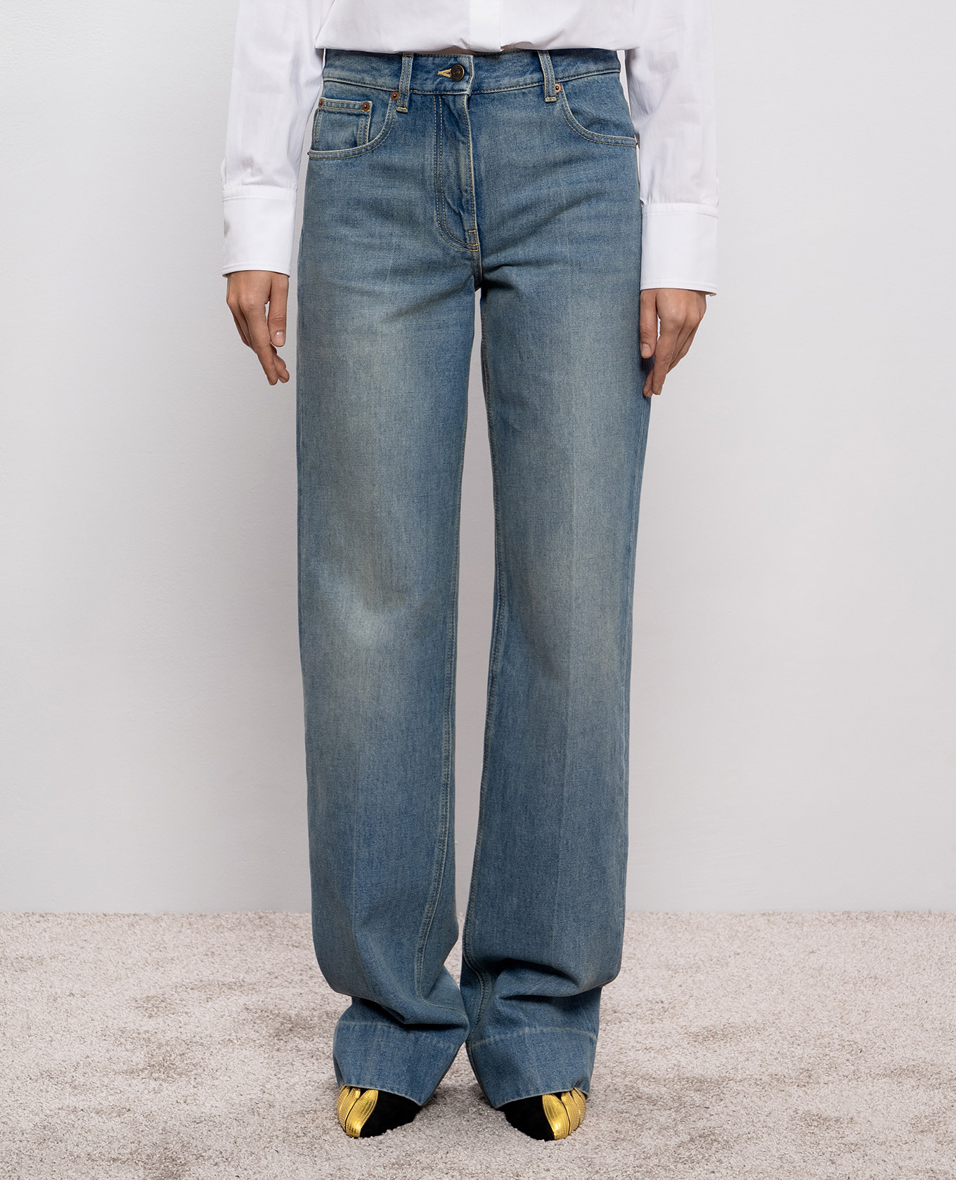 Blue jeans with a worn effect Valentino 3