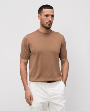 Cashmere&Whiskey Beige silk and cashmere T-shirt FS03