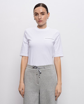 Peserico White T-shirt with a monil chain A06660J000079