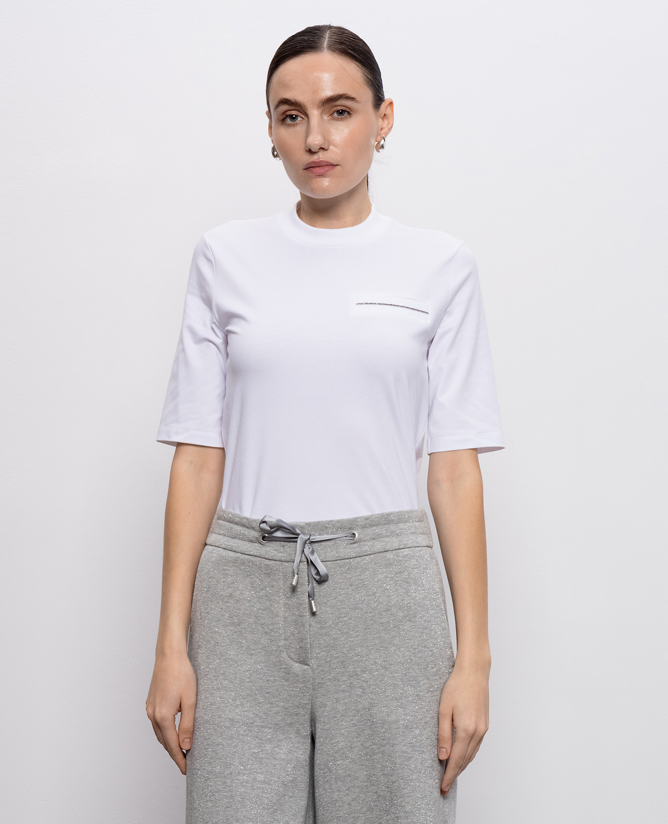 White T-shirt with a monil chain Peserico 3
