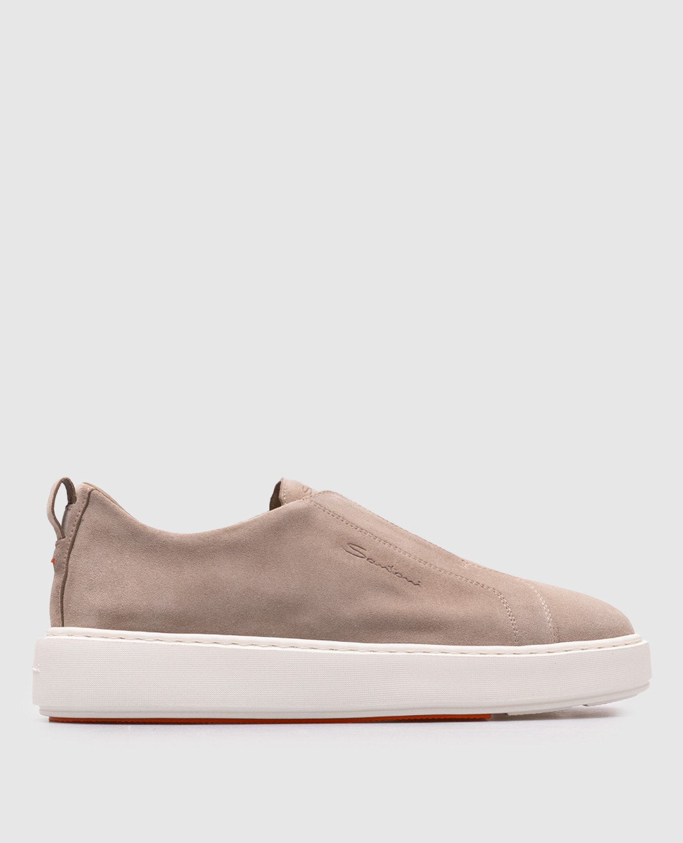 Beige suede slip-ons with logo Santoni