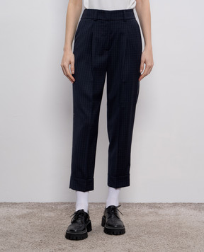 Peserico Blue checked wool pants A04816V05773