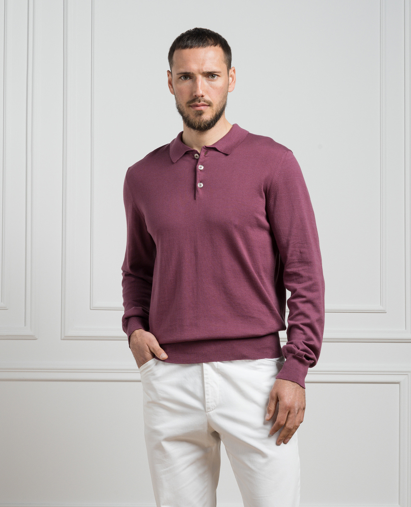 Burgundy polo shirt with silk and cashmere Cashmere&Whiskey 3
