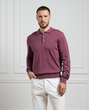 Cashmere&Whiskey Burgundy polo shirt with silk and cashmere FS06